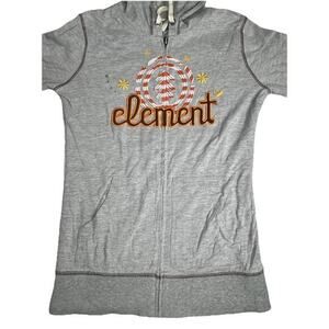 Vintage Element Skate Brand Logo Full Zip Hoodie Sweatshirt Gray Women’s Sz Med